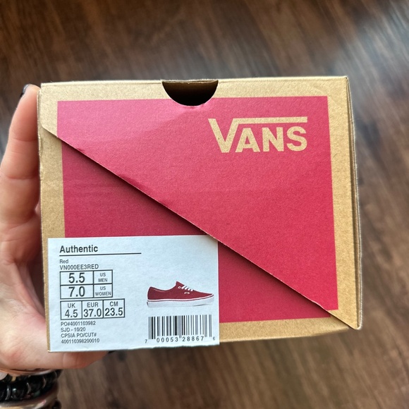 New in Box • Vans • Authentic Shoe • Red • Size 7 - Picture 8 of 8